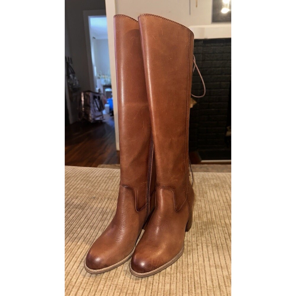 Soft Wheaton Women's Whiskey Brown Leather Lace Up Knee High Boots Size 6M